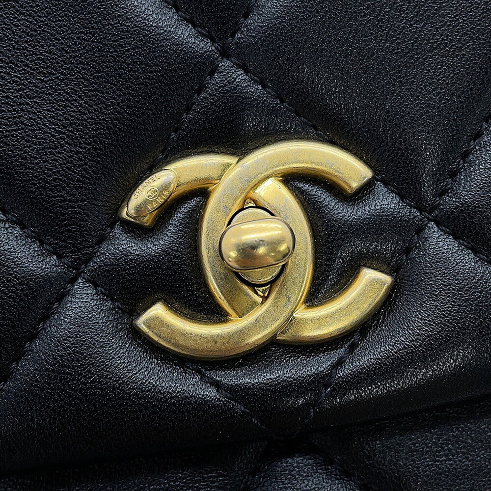 Chanel Chain Shoulder Bag Matelassé Coco Mark Lambskin AS2734 CHANEL Black Ha... - Picture 13 of 16